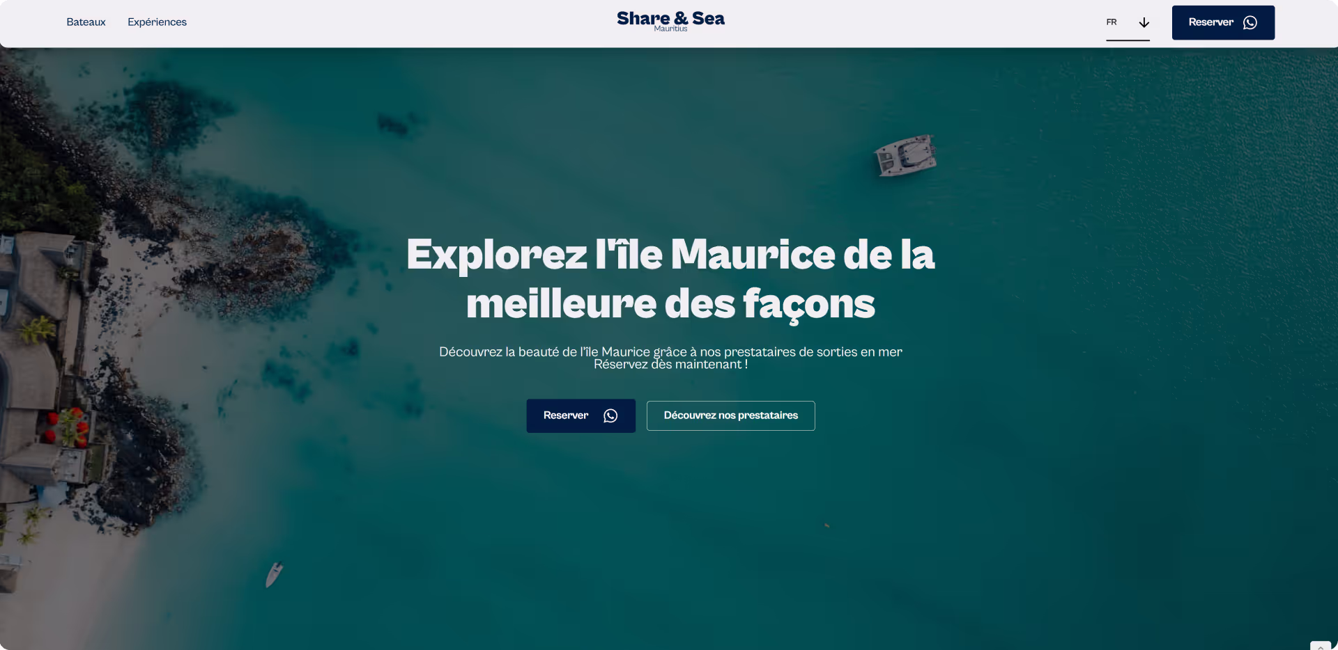 Mockup du site web "Share & Sea"
